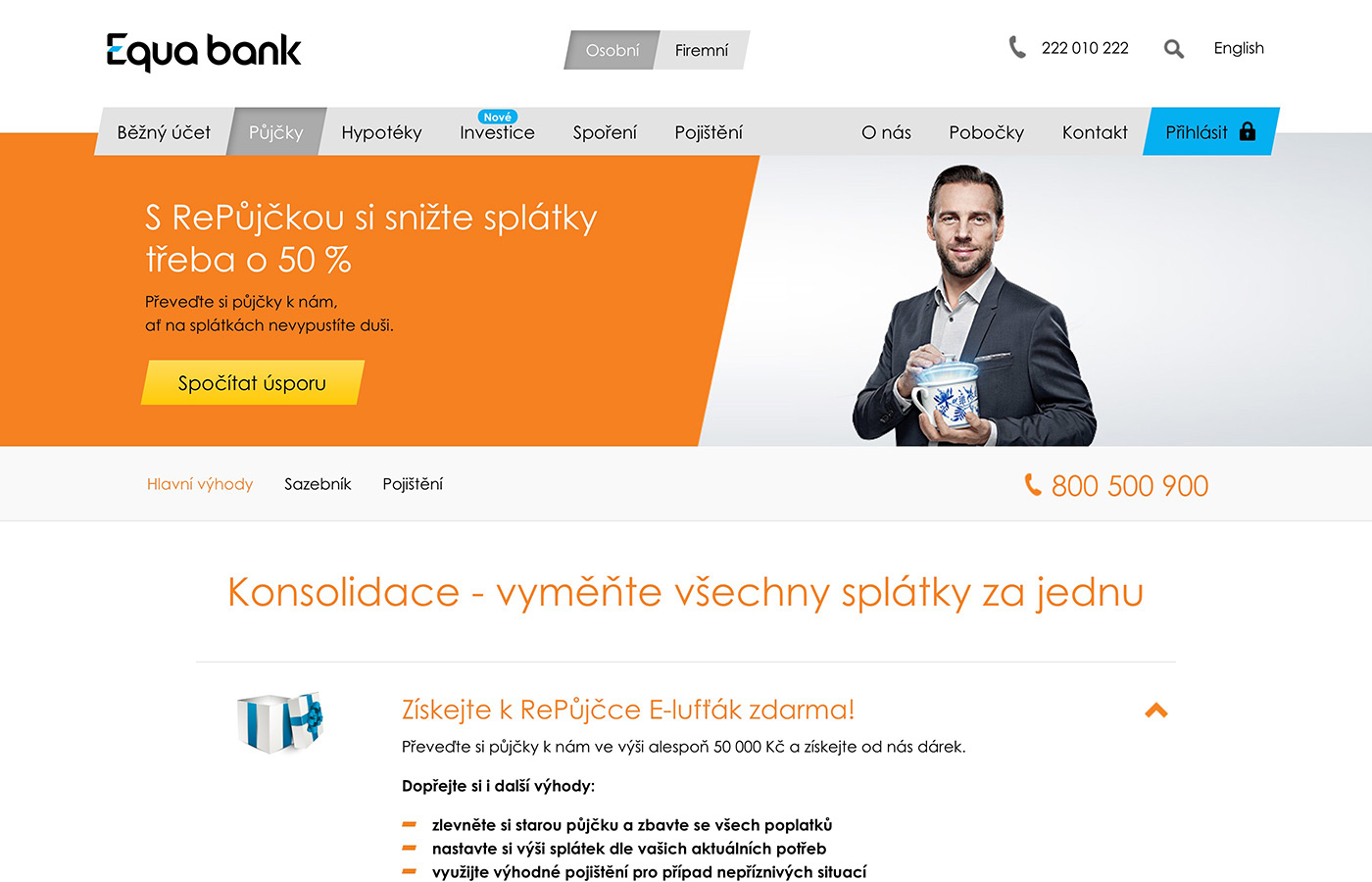 Webové stránky https://www.equabank.cz/pujcky/konsolidace-pujcka