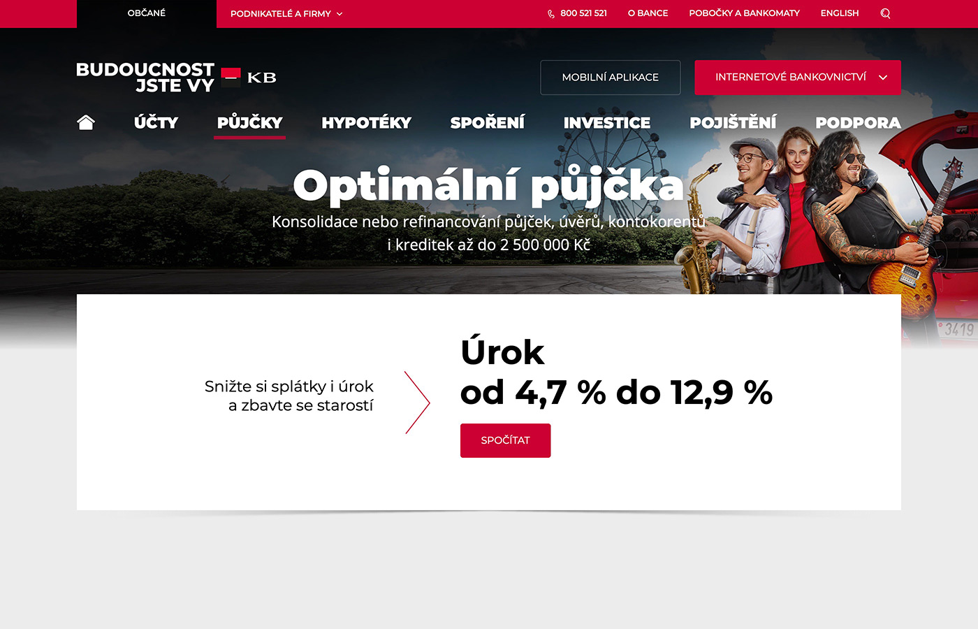 Webové stránky https://www.kb.cz/cs/obcane/pujcky/optimalni-pujcka