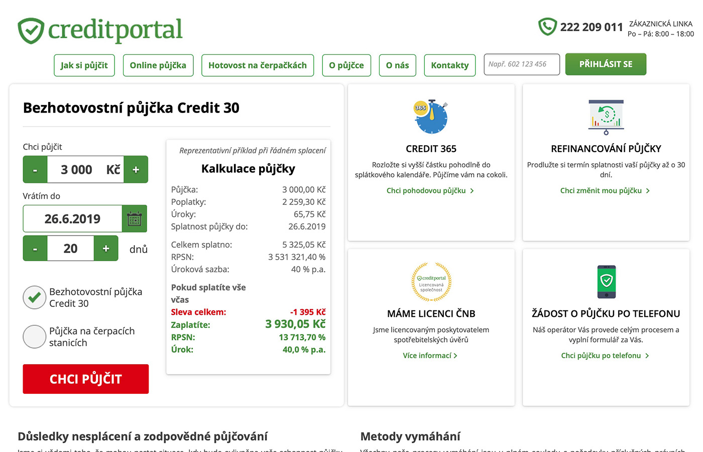 Webové stránky https://www.creditportal.cz/cs/kb/hotovostni-pujcka-na-cerpackach