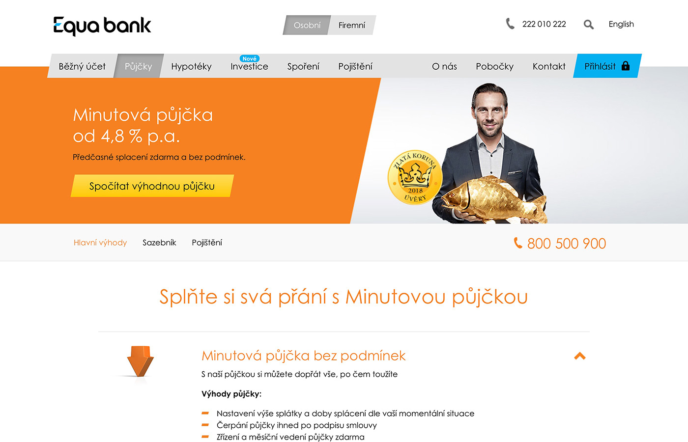 Webové stránky https://www.equabank.cz/pujcky/pujcka