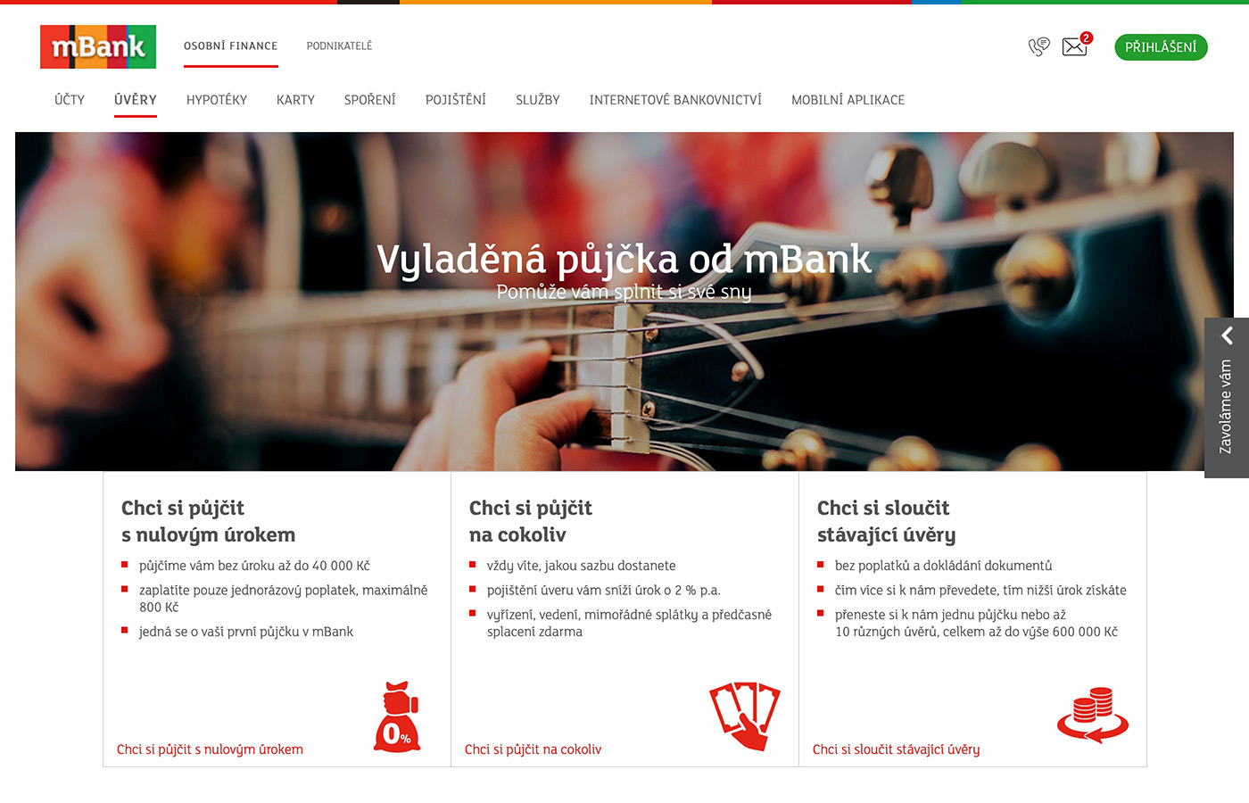 Webové stránky https://www.mbank.cz/osobni/uvery/mpujcka/